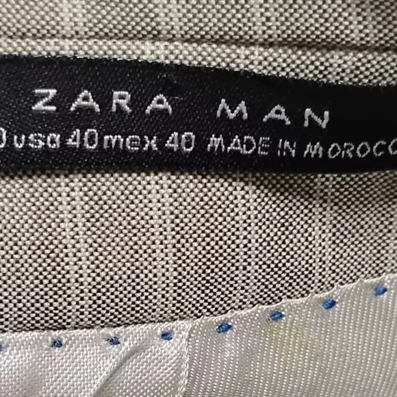 Zara Man 100% Wool Blazer Striped Beige Size 40 EU (Medium) Neutral Elegant - Picture 10 of 10